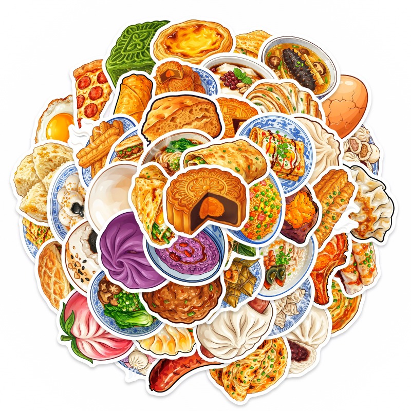 50 шт. наклеек с изображением  – обзор и цена Food Good Snacks