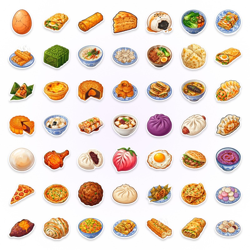 50 шт. наклеек с изображением  – обзор и цена Food Good Snacks